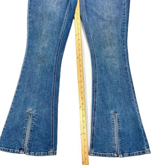 Arula High-Rise Jeans Sz 10 Blue Distressed Split Flare Leg Smart Casual Denim - Picture 12 of 15